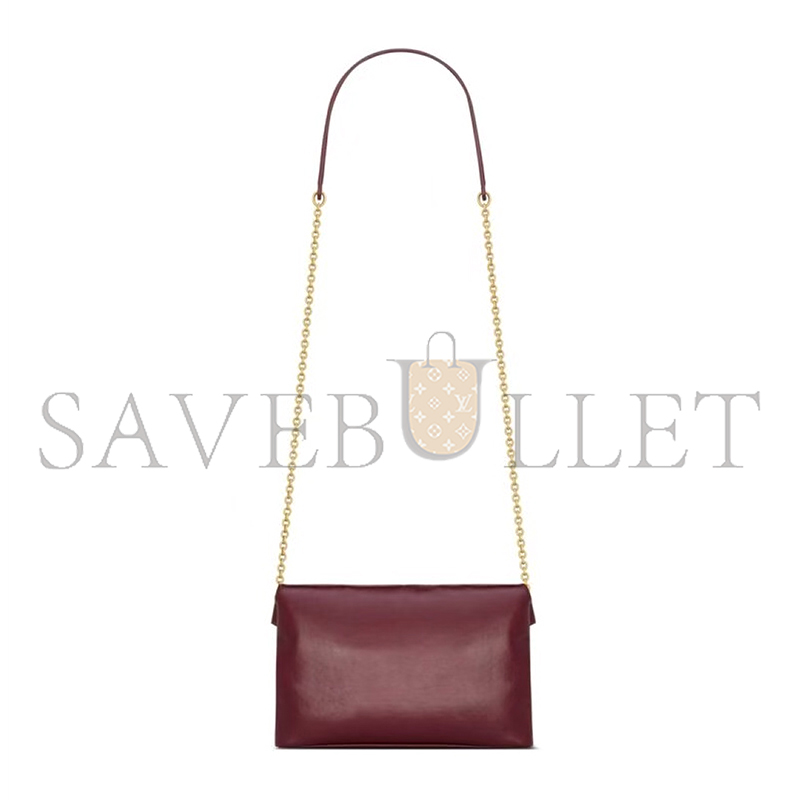 YSL CASSANDRE CHAIN POUCH IN SHINY LEATHER 847638AAE526593 (19*12*3cm)